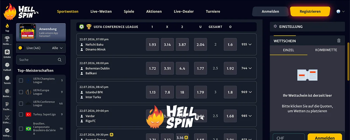 HellSpin Live-Wetten